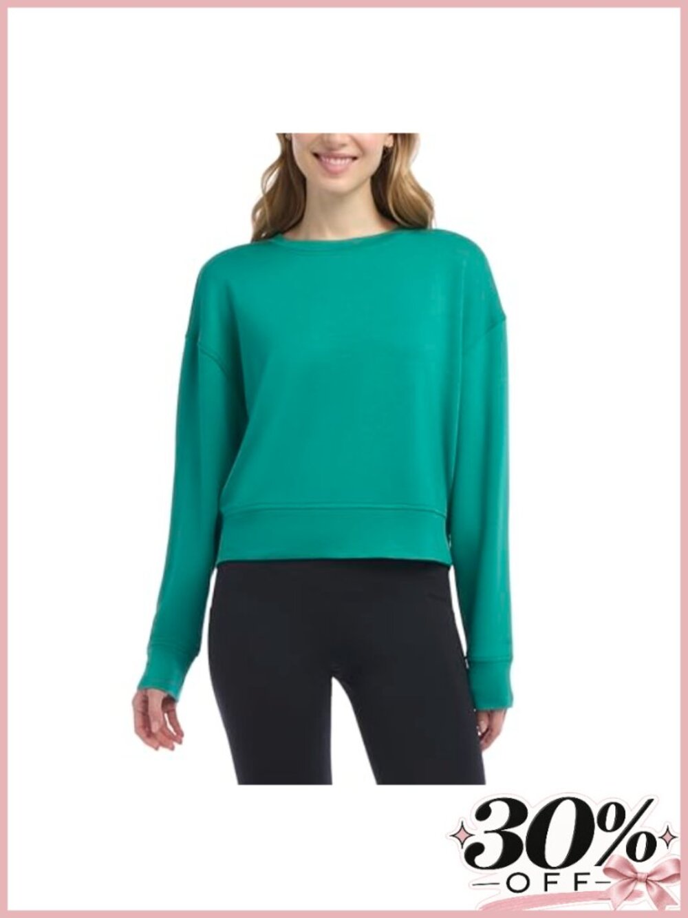 Cropped Luxe Crew Neck Sweatshirt Rayon Poly Spandex Moisture Wicking